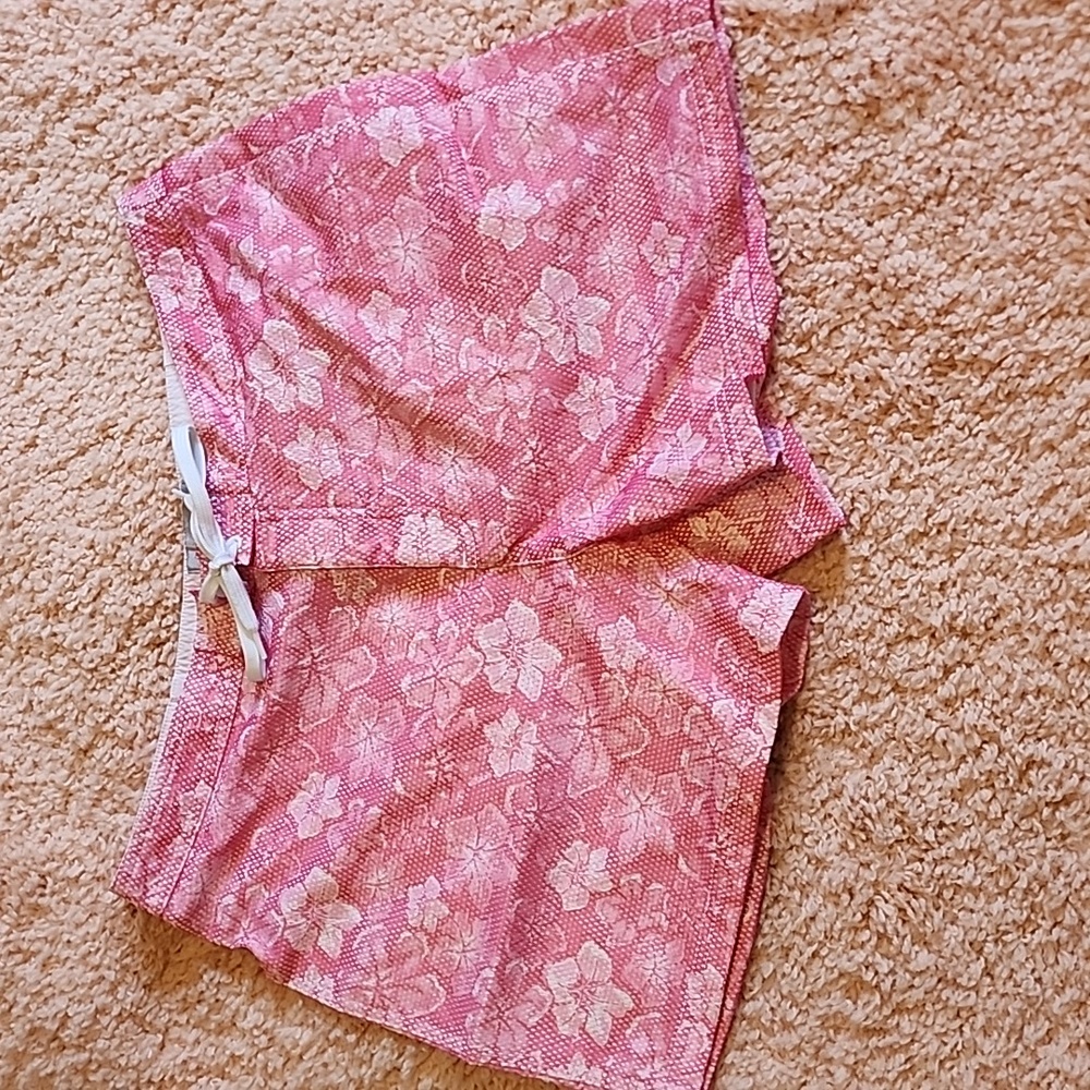 Pink Floral Mesh layered Shorts